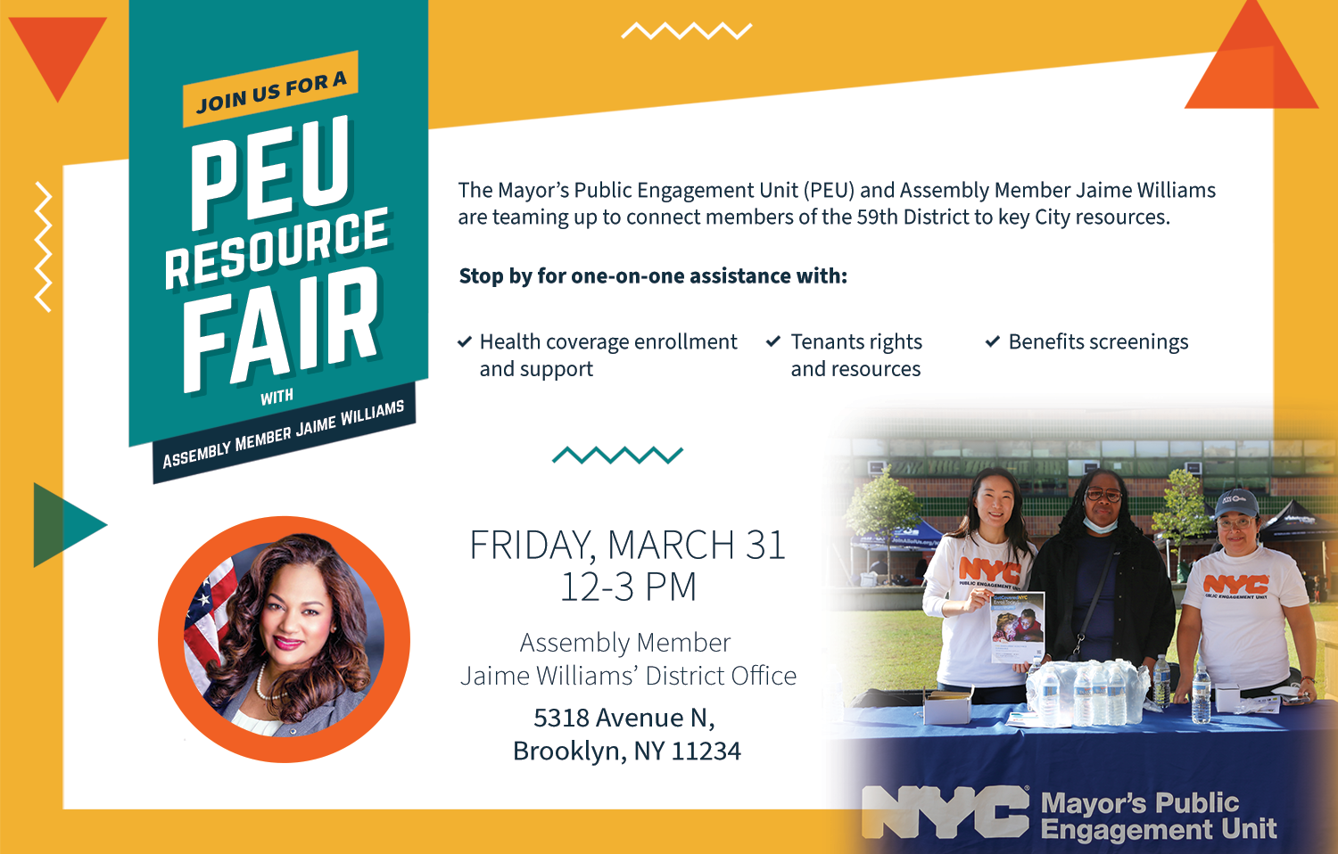 Learn about the PEU Resource Fair with Assembly Member Jaime Williams: March 31
                                           
